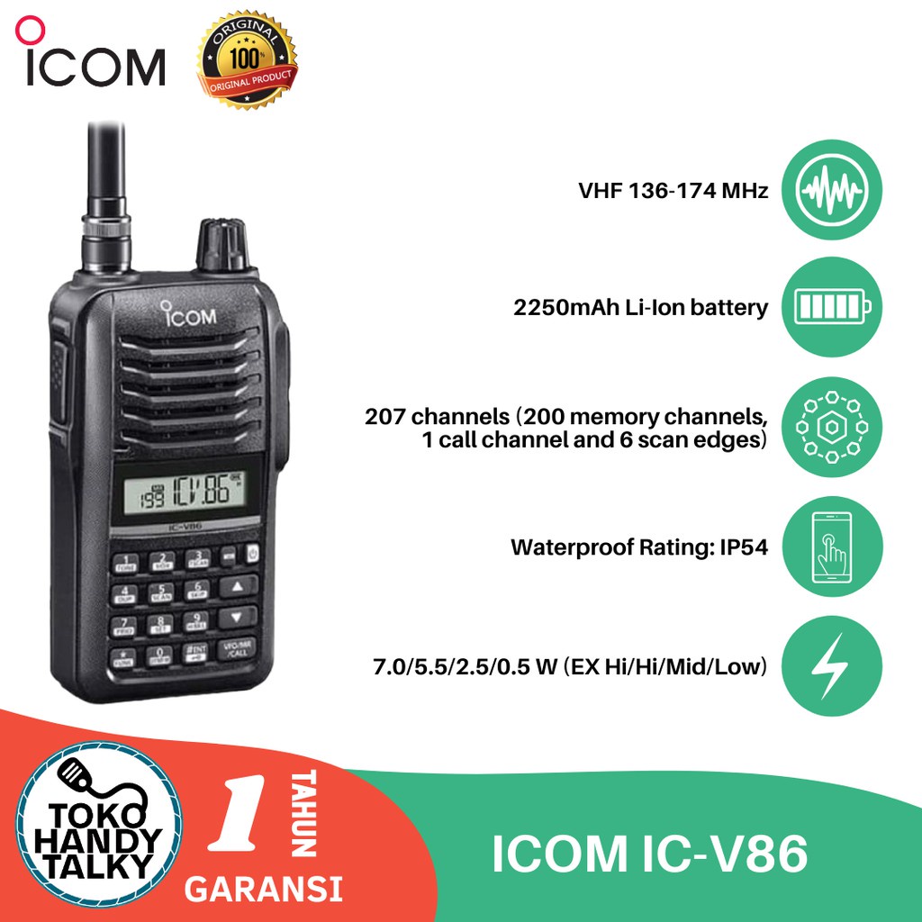 HANDY TALKY ICOM IC-V86 V86 VHF NEW ORIGINAL GARANSI