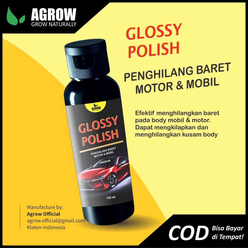 Penghilang Baret Rubbing Compound Kompon Mobil Motor Helm Glossy Polish By Agrow (100 ml)