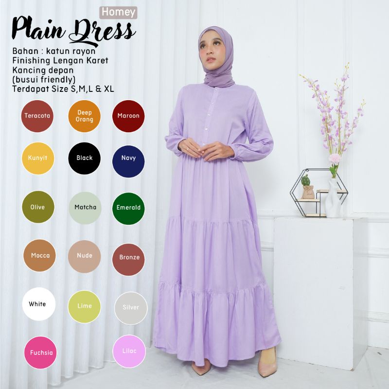 New - Homey Dress Polos Murah Gamis Dewasa Polos Jumbo Termurah Bahan Katun Rayon Premium Nyaman Dipakai | Bisa Cod