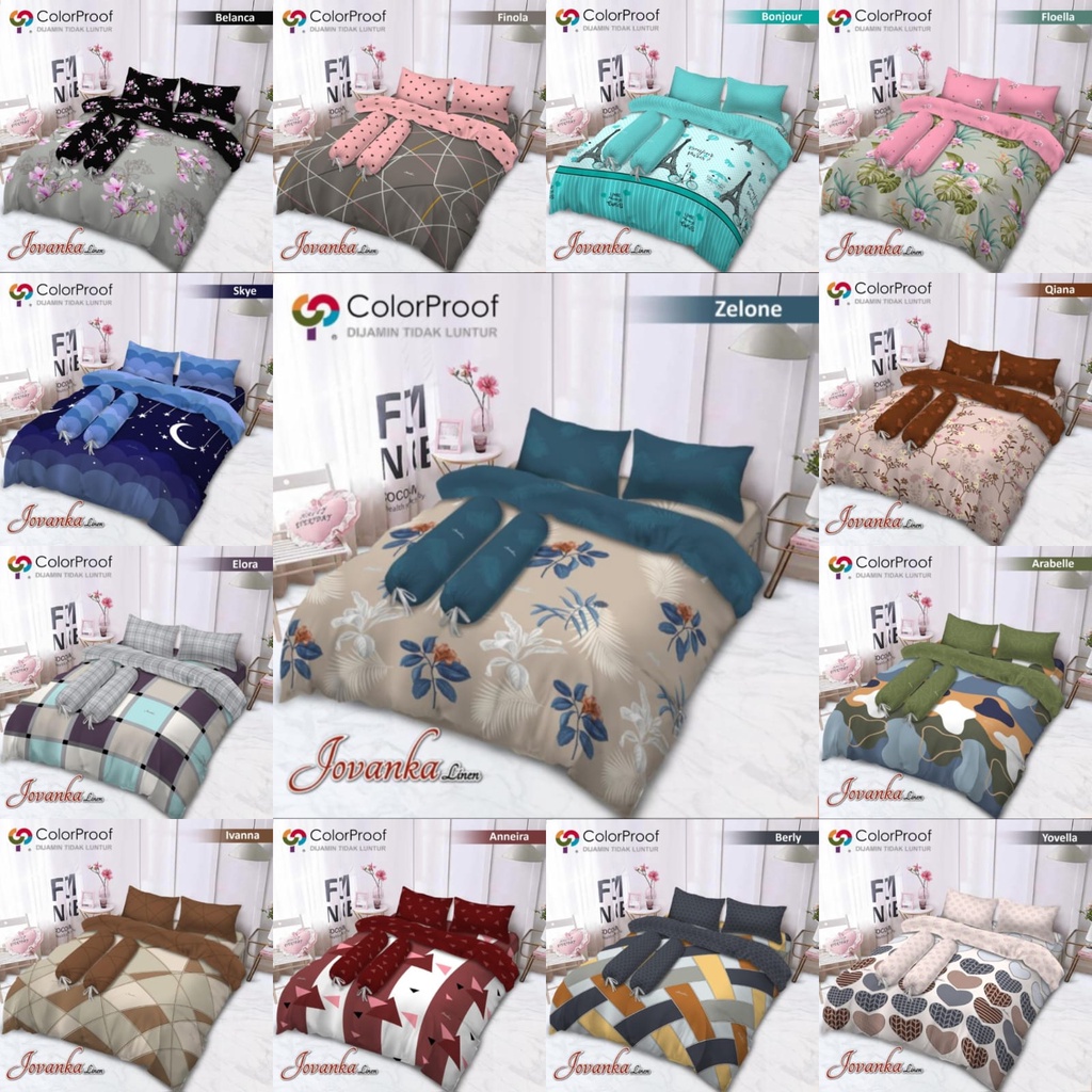 Bedcover set 180x200 T20cm Jovanka Linen Sprei King kasur no 1 Minimalis Seprei Sarung bantal guling