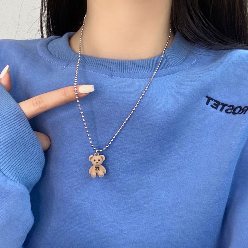 Hot Sale/Wanita Lucu Korea Fashion INS Coklat Berkelompok Beruang Liontin Kalung/Elegan Manis Klavikula Sweater Rantai/Kepribadian Perempuan Mini Colorful Resin Beruang Choker/Penjualan Panas
