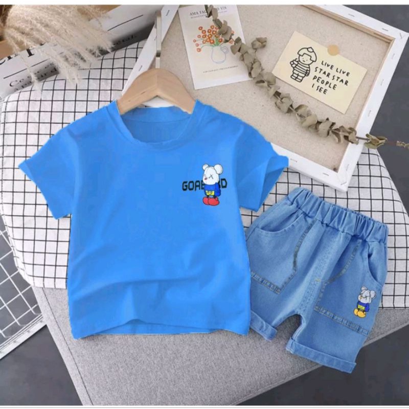 One set pakaian anak laki laki baju kaso celana jeans usia 1-5 tahu baju anak setelan anak pakaian anak