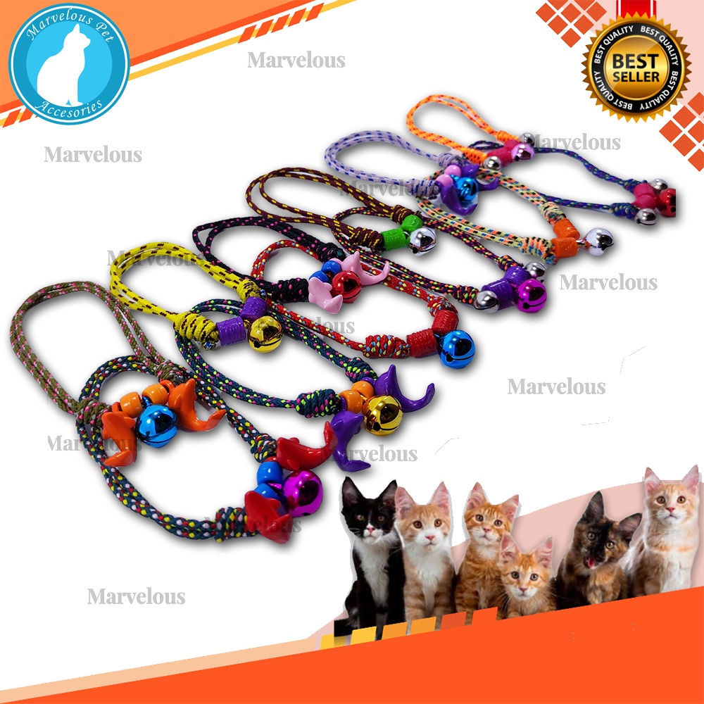 Kalung kucing tali prusik lonceng besar 14 mm / pet collar