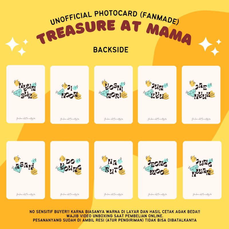 [TREASURE] PHOTOCARD TREASURE AT MAMA FANMADE UNOFFICIAL