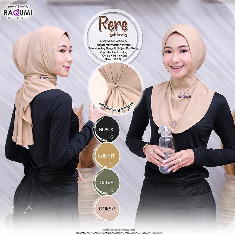 RERE HIJAB SPORTY RAQUMI ORIGINAL | JILBAB OLAHRAGA | JILBAB PENDEK