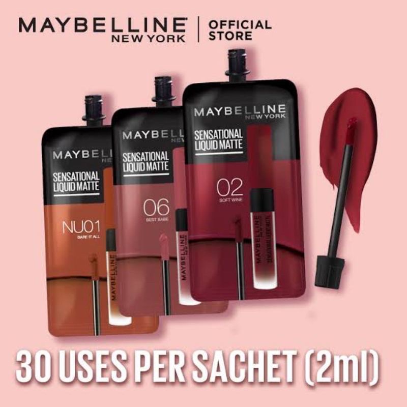 Maybelline Sensational Liquid Matte Lip Cream Sachet 2ml 02 Soft Wine