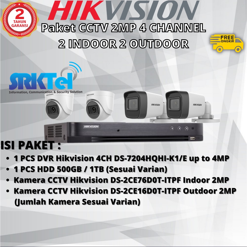 Paket Hikvision 4 Kamera CCTV Hikvision 2MP ITPF