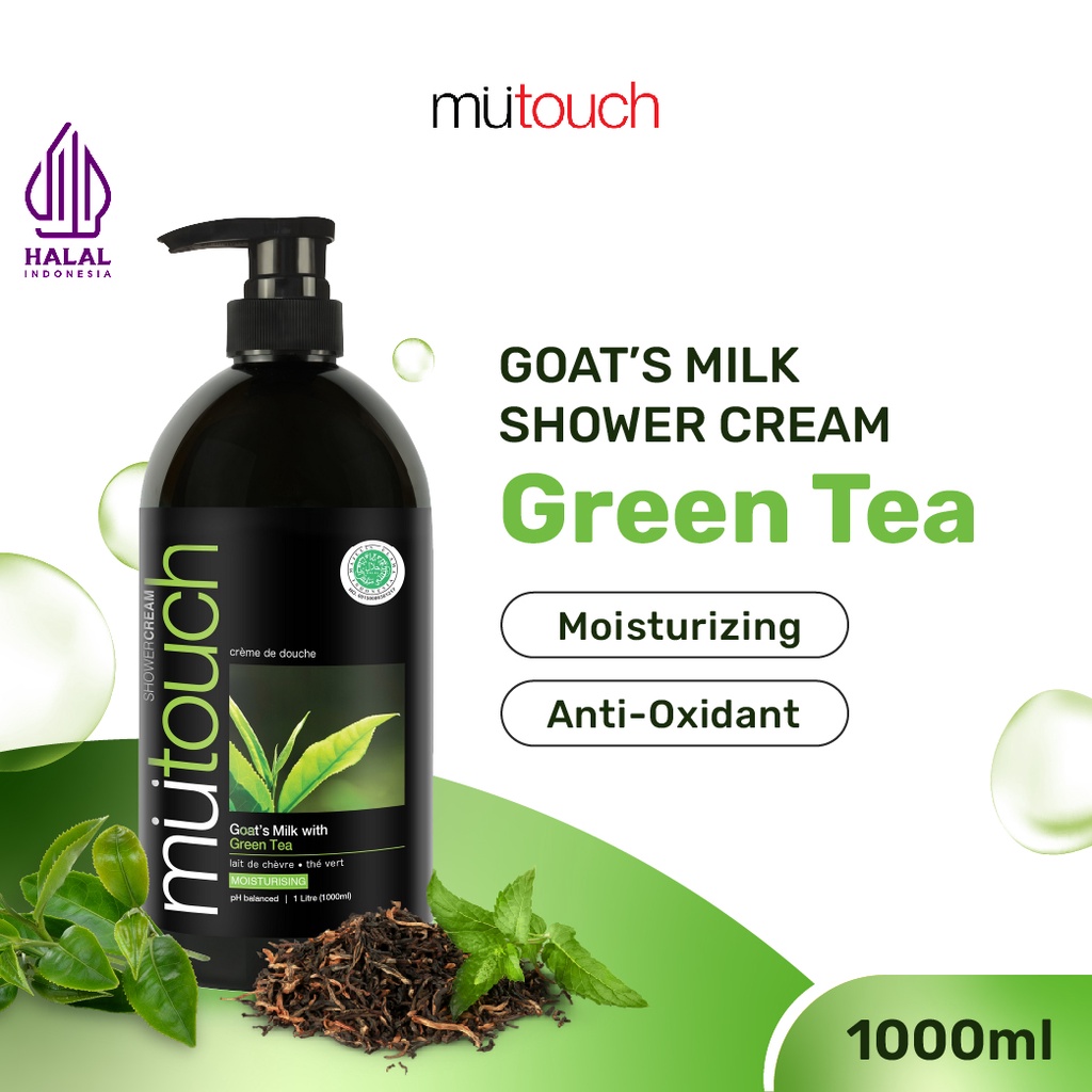 MuTouch Goat's Milk Shower Cream Green Tea 1000ml (Sabun Mandi)