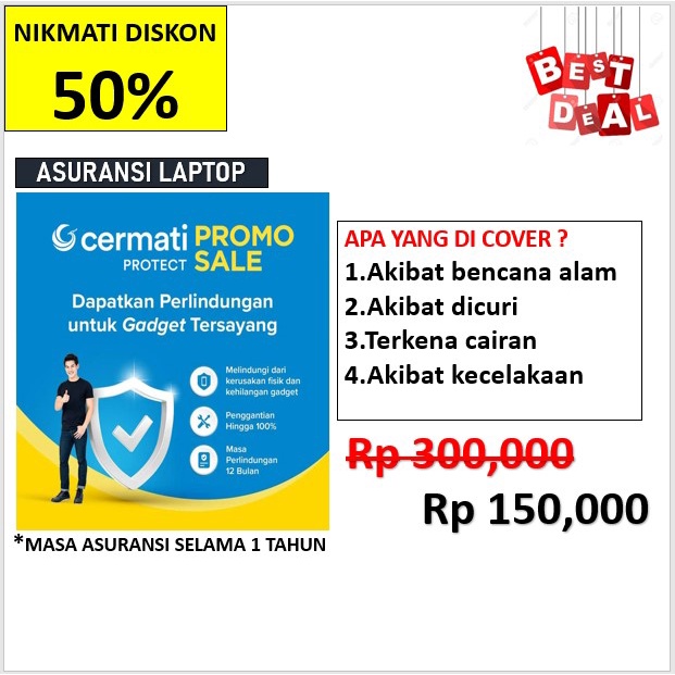 Promo ASURANSI LAPTOP ALL RISK COVER 1 TAHUN