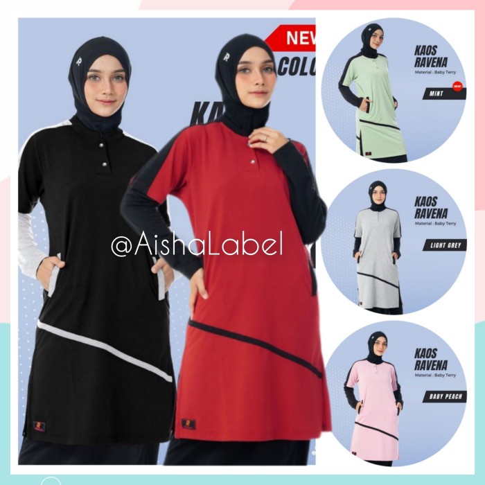 Kaos Olahraga Muslimah Tunik Wanita Rocella Baju Olahraga Rocella