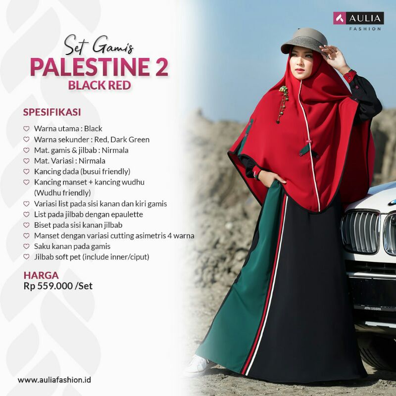 BAJU GAMIS AULIA FASHION ORIGINAL TERBARU SERAGAM COUPLE LEBARAN HITAM HIJAU MERAH PALESTIN RESMI