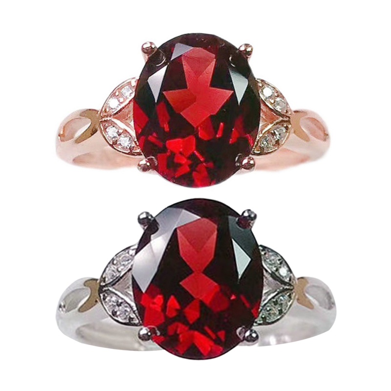 Cincin Desain Minimalis Perempuan Hias Oval Merah Cubic Zirconia Penjualan Panas Perhiasan Yang Dapat Disesuaikan Untuk Wanita Hadiah Tunangan Pernikahan