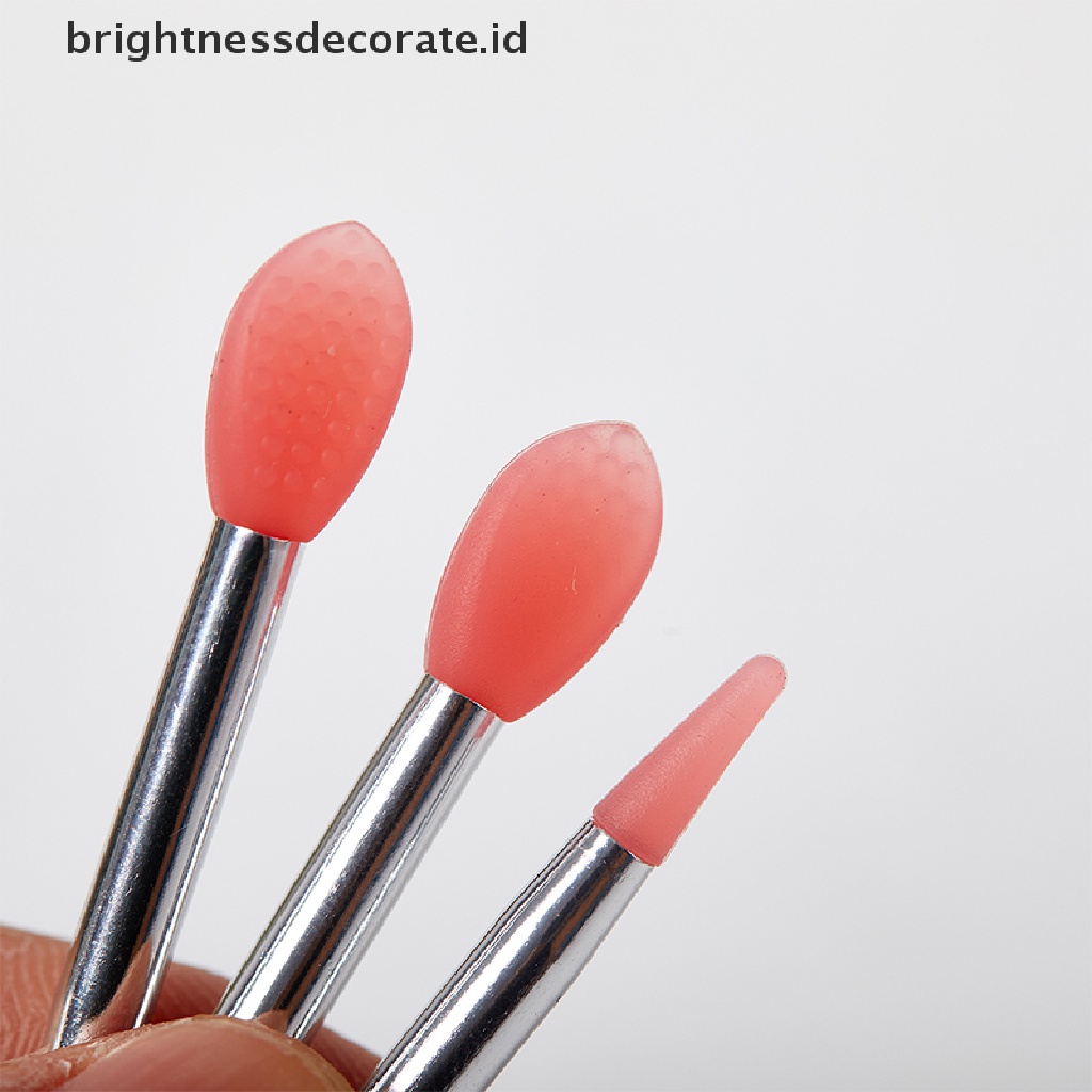 [Birth] 3pcs Silikon Lip Balms Lip Mask Brush Dengan Sucker Penutup Debu Makeup Brushes [ID]