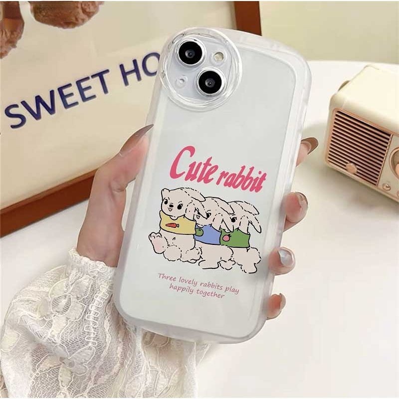 Tiga Kelinci Lucu Case VIVO Y16 Y22 Y35 Y33S Y21T Y21S Y33S Y11 Y12 Y15 Y17 Y12S Y12A Y15S Y15A Y20S Y20i Y19 Y91C Y30 Y50 Y51 S1 Silikon Lembut Case Cover