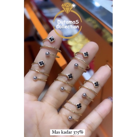 Cincin Vancleef Berat 1,2gram Cat Hitam Emas Asli Kadar 375%