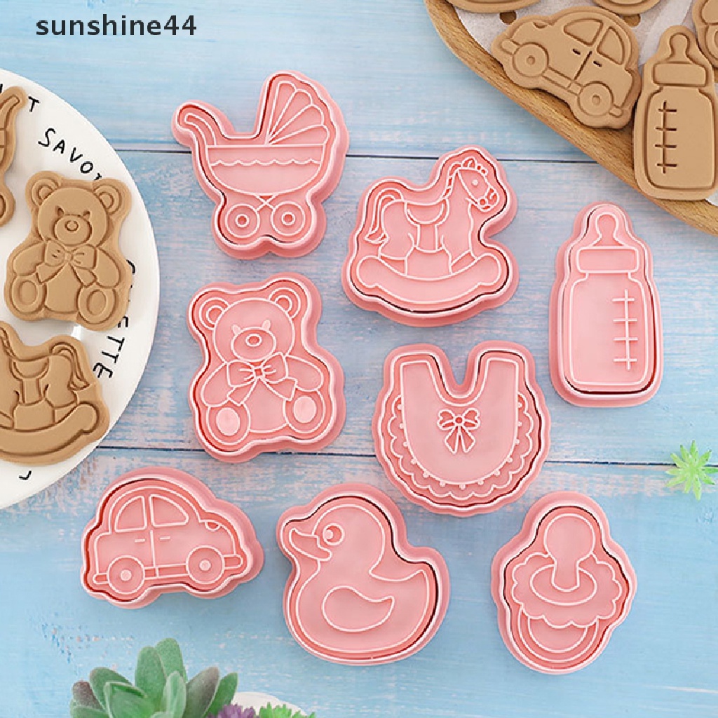 Sunshine 8pcs/Set DIY Cetakan Biskuit Kartun Bayi Cookie Cutter Cartoon Biscuit Mold.