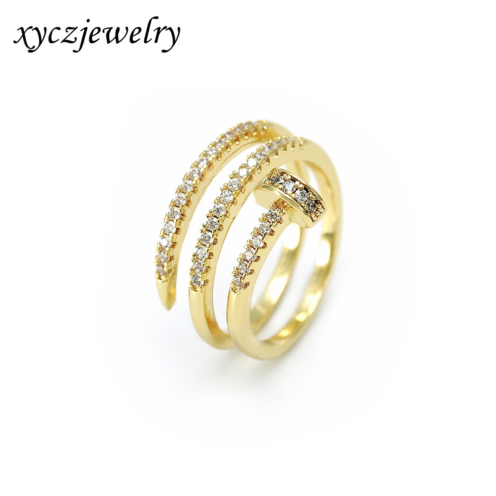 S925 Ladies Zircon Ring Cincin Pecinta Perhiasan Lapis Emas Aksesoris Fashion