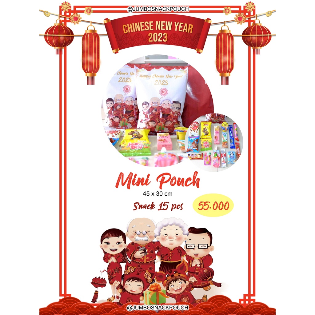 ( JSO ) HAMPERS IMLEK JUMBO SNACK POUCH / hampers cny snack / souvenir imlek snack / souvenir cny