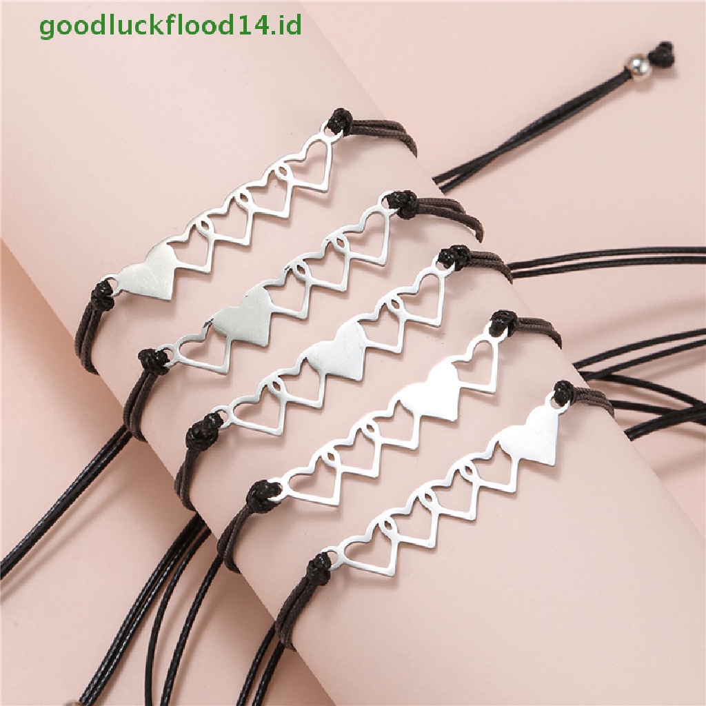 [GOOGFOUR] 3pcs Gelang Kartu Sister Hati Senada/Gelang Charm Braided Handmade Stainless Steel Bangle/Hadiah Perhiasan Persahabatan Untuk Gadis Wanita [TOP]