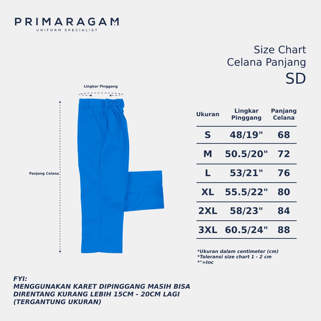 Celana seragam sekolah sd mi sdit islam panjang biru elektrik