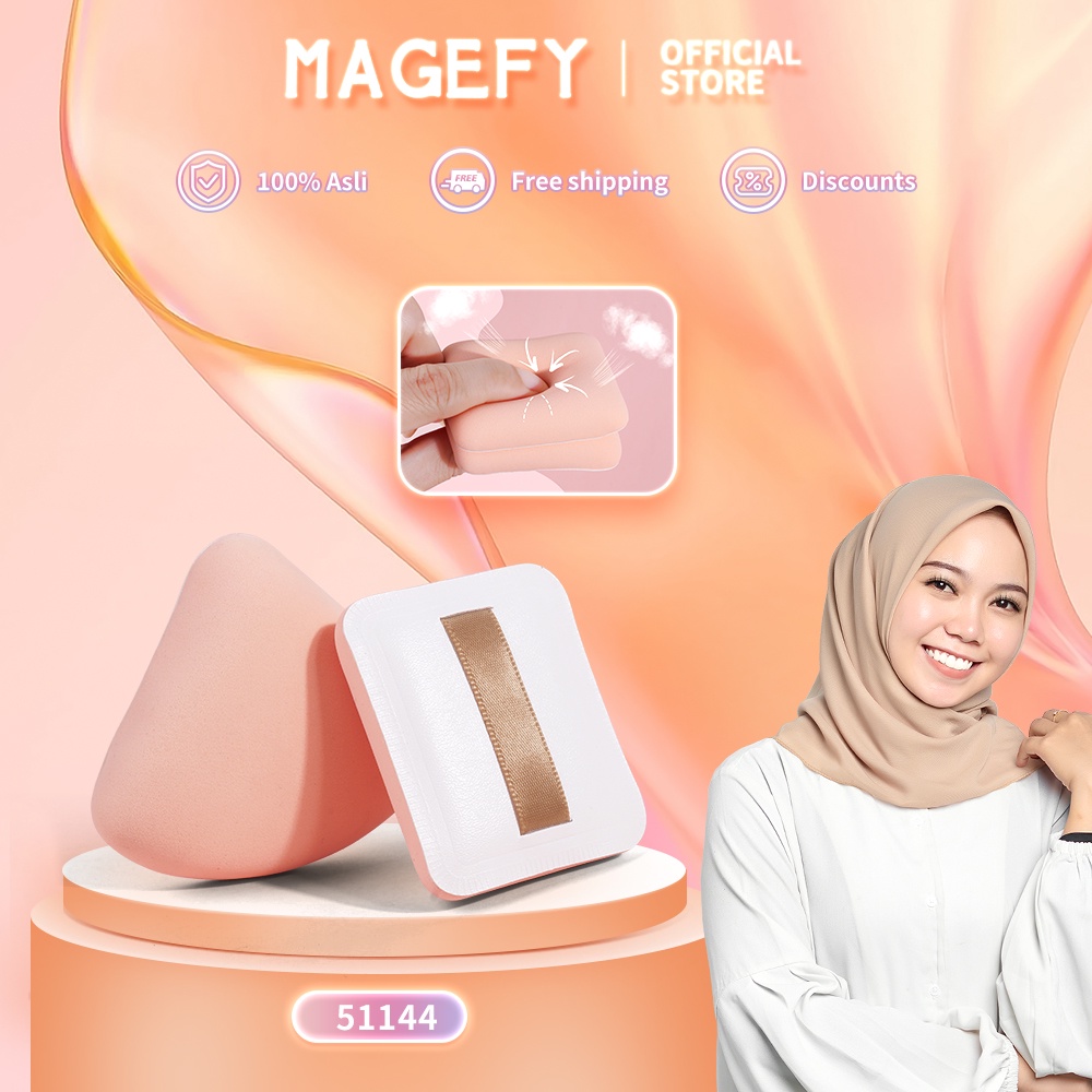 MAGEFY Spon Bedak Powder Cushion Puff Soft  Dengan kotak, Mudah Disimpan/Dibawa 51144