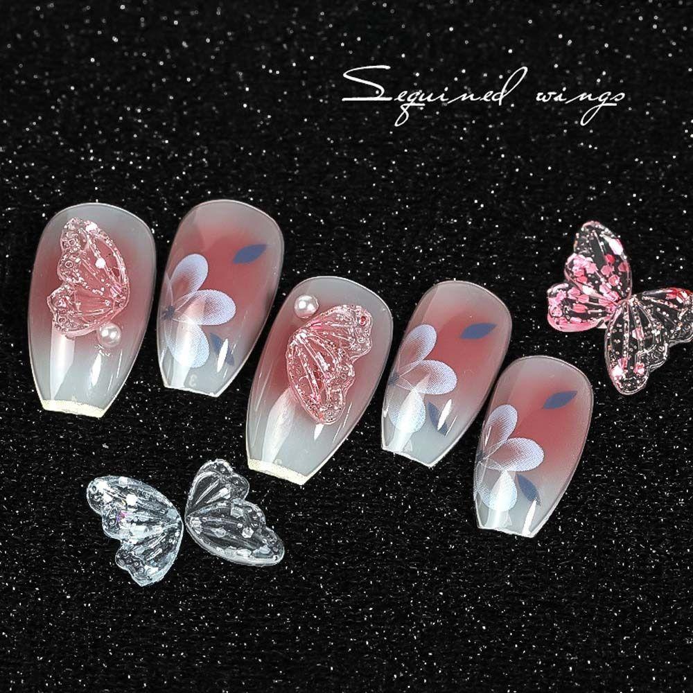 Agustina Kupu-Kupu Dekorasi Kuku Wanita Butterfly Setengah Sayap Manicure Aksesoris Korea Nail Art 3D Nail Drills