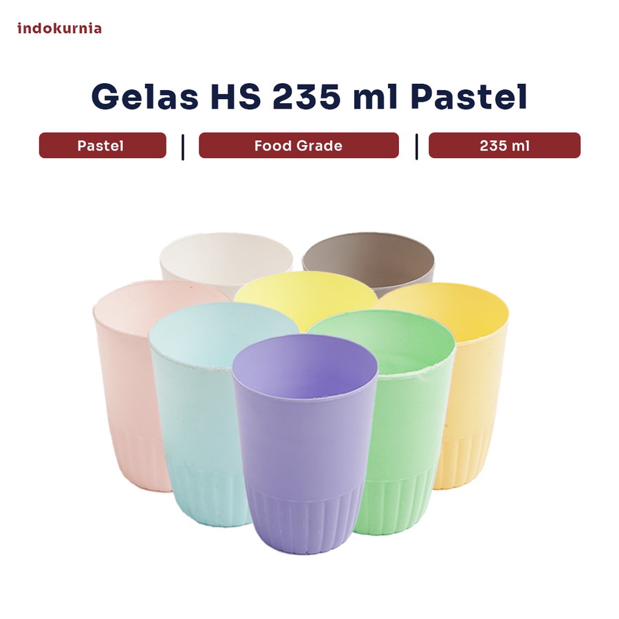 IK - GELAS HS 235 ML GELAS MINUM TEH KOPI PLASTIK PASTEL TERMURAH