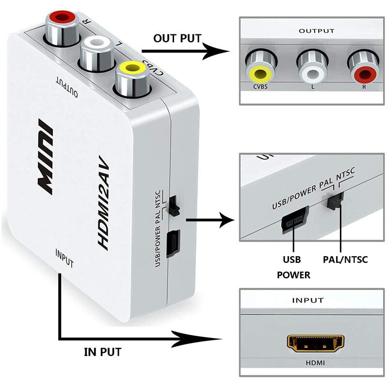 Konverter Converter Mini HDMI2AV HDMI to AV RCA CVBS Adapter HD1080P Audio Video PC Laptop HDTV