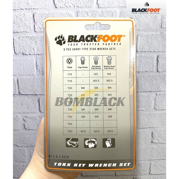 BLACKFOOT Kunci L Bintang Set 9 Pcs Pendek Lubang Star TORX Hex Key Short MURAH