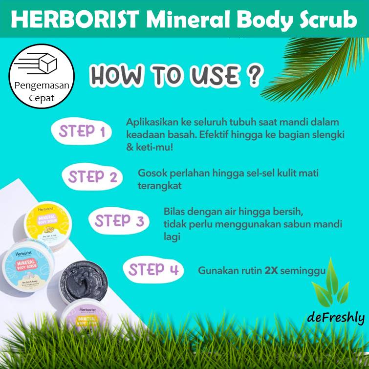 ❤ defreshly ❤ Herborist Mineral Body Scrub 200gr - Sea Salt &amp; Kaolin - Sea Salt &amp; Volcanic Mud - Sea Salt &amp; Gold