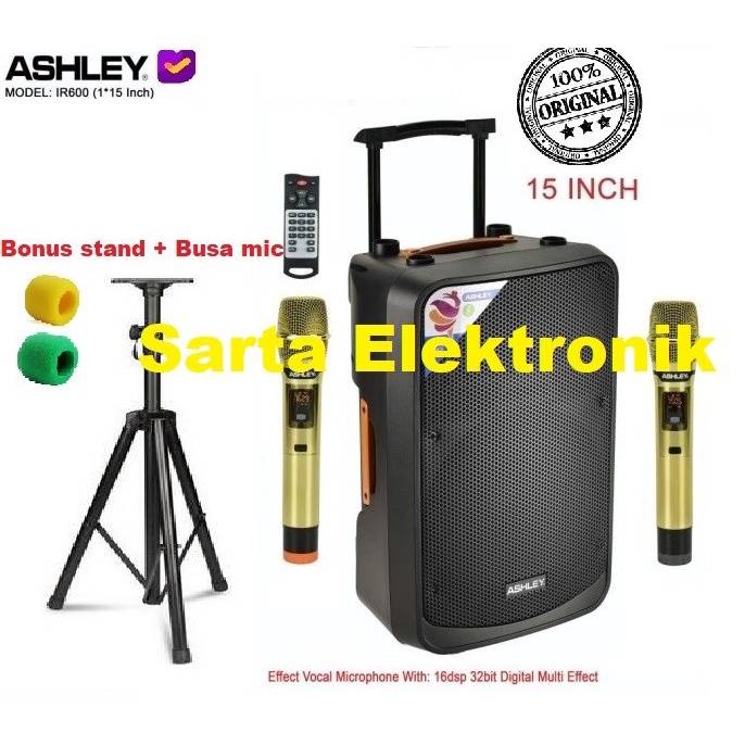SPEAKER PORTABLE ashley 15 inch ashley IR600 / ashley IR 600 + bonus