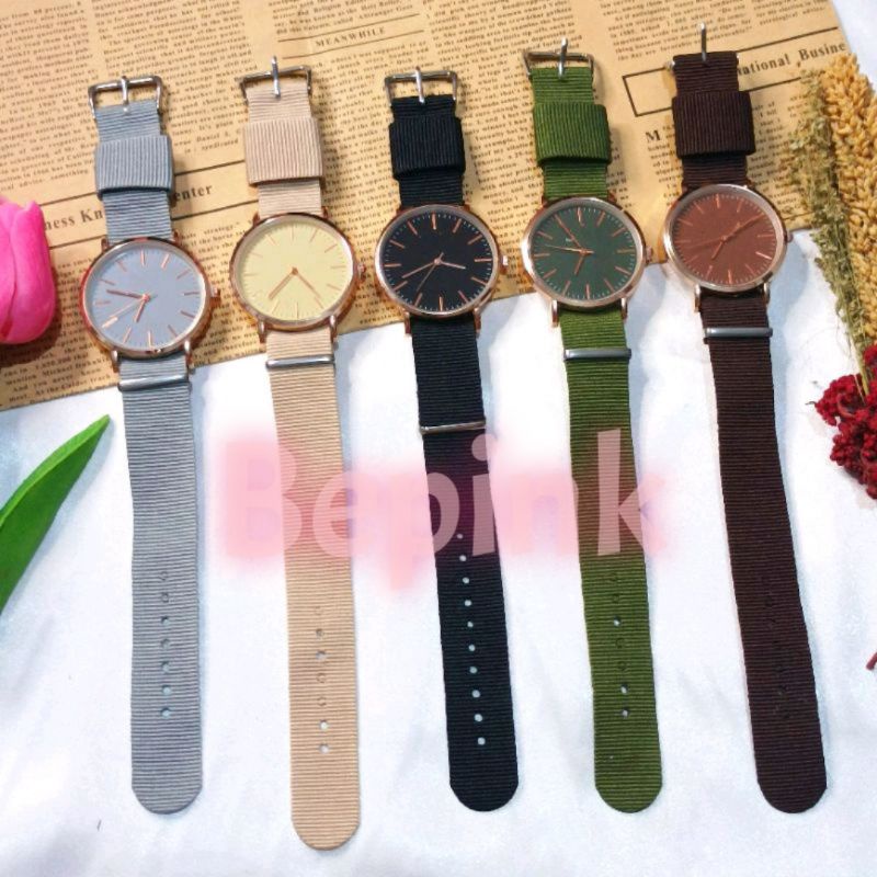 JAM TANGAN BELTING CANVAS BIGGER GOLDEN LINNER (BEPINK OFFICIAL)