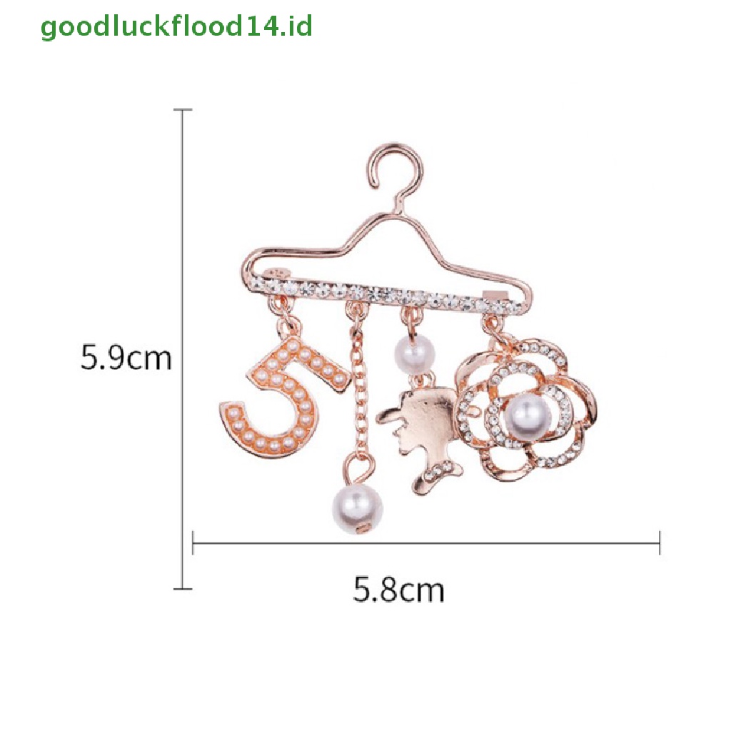 [GOOGFOUR] 1pc Disepuh Rose Gold Bunga Mutiara Berlian Imitasi Mini Gantungan Pin Kreatif DIY  [Atasan]