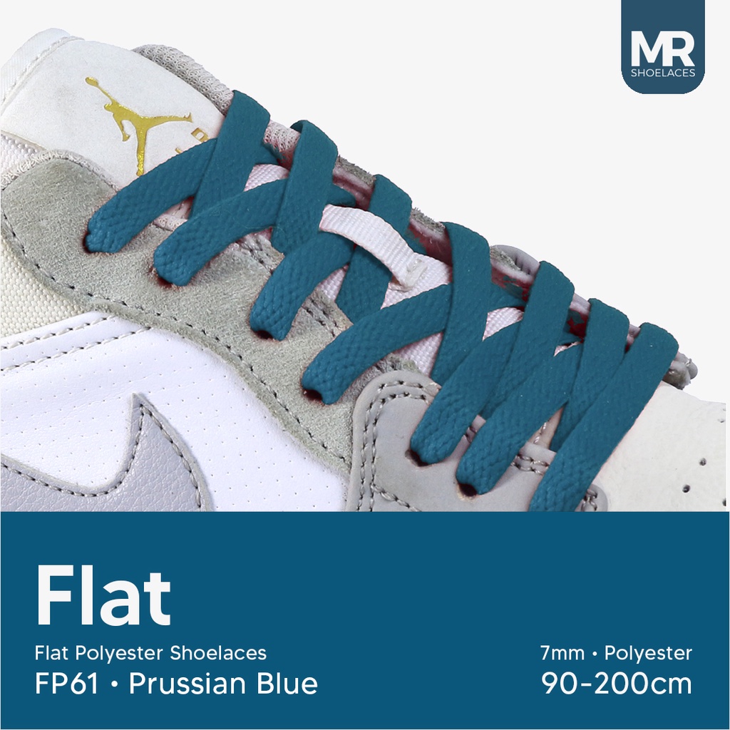 MR Shoelaces FP61 Prussian Blue Biru Sepatu Pipih Flat 7mm 90cm 100cm 120cm 130cm 140cm 150cm 180cm 200cm