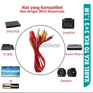 kabel 3 Rca To 3 Rca tv, dvd &amp; 2 Rca to audio / Kabel Rca - Rca Av Video &amp; Kabel Jack 2in1 Aux Audio to 2Rca