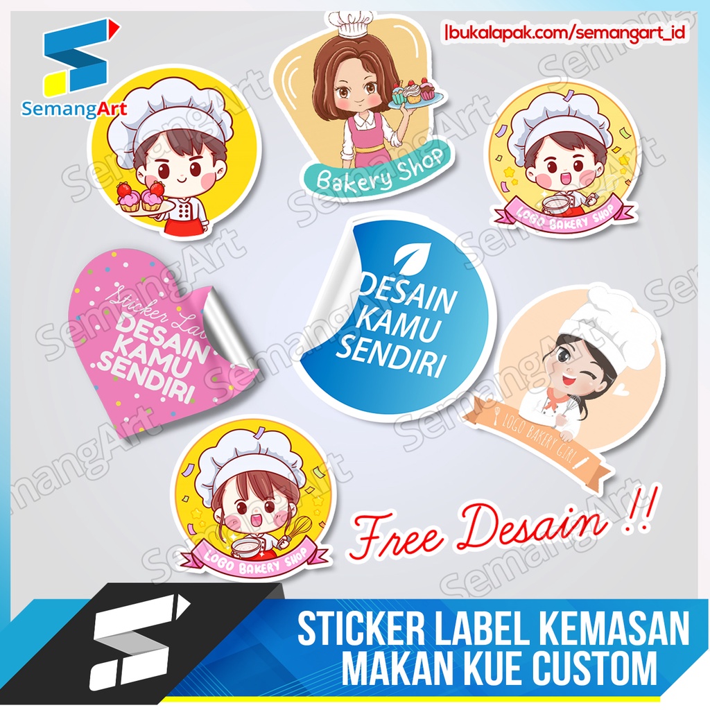 

Stiker Sticker Label Bulat / Bentuk Toples Kue Kemasan Makanan Toko Custom