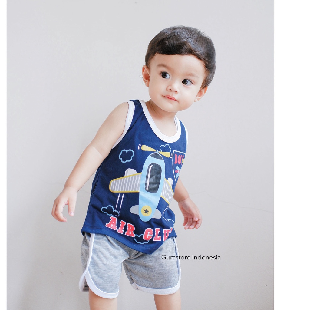 GUMKIDS SETELAN KAOS SINGLET ANAK / KUTUNG / LEKBONG ANAK LAKI 1 - 8 TAHUN