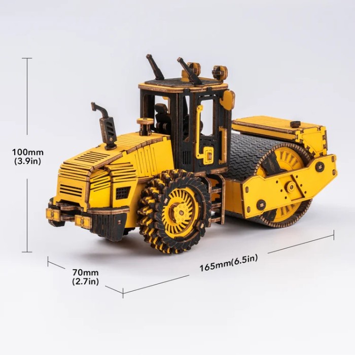 ROLIFE Robotime ROKR Road Roller Engineering Vehicle 3D Wooden Puzzle TG701K Hobby And Toy Collection