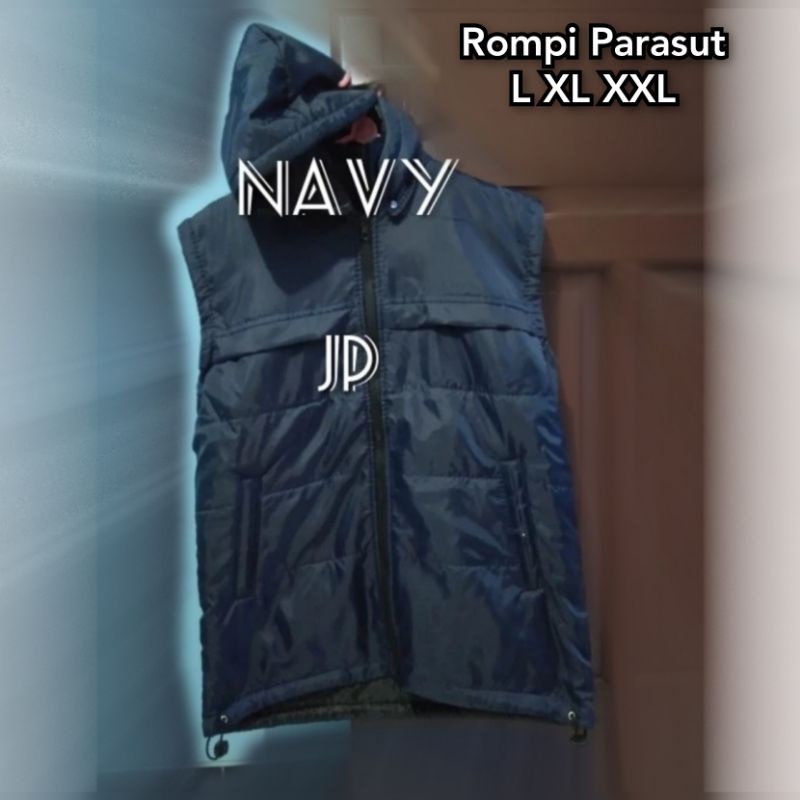 Rompi Parasut Big Size L XL XXL Jaket Vest Jumbo Polos Hoodie Tebal Maroon Navy Hitam Rompi Outdoor Lapangan Komunitas Kembung Anti Angin Vest Gunung Hiking Rompi Motor Klub Kupluk Tudung
