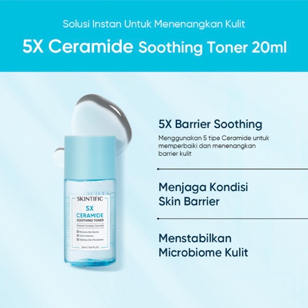 SKINTIFIC 5X Ceramide Travel Kit | Skincare Paket Moisturizer + Cleanser + Soothing toner + Serum Sunscreen