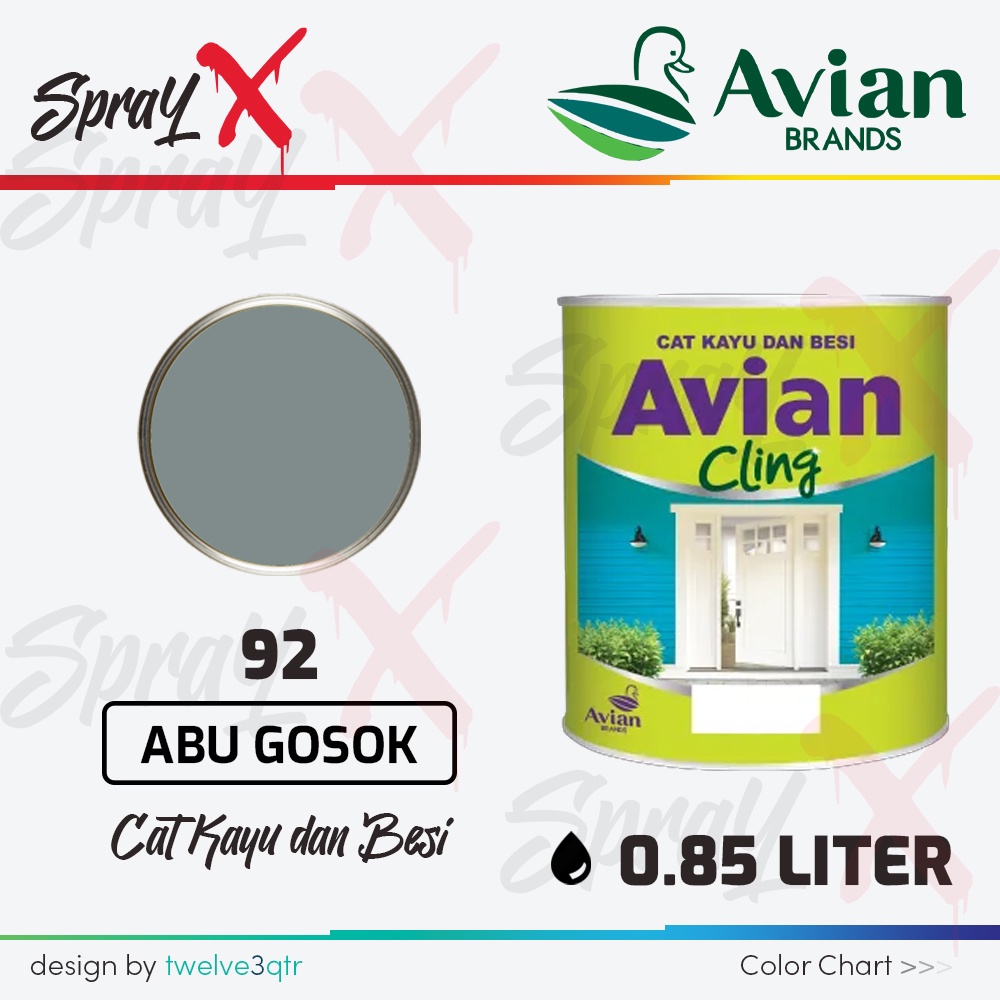 AVIAN CLING CAT MINYAK #92 ABU GOSOK 0.85 LITER - CAT KAYU DAN BESI