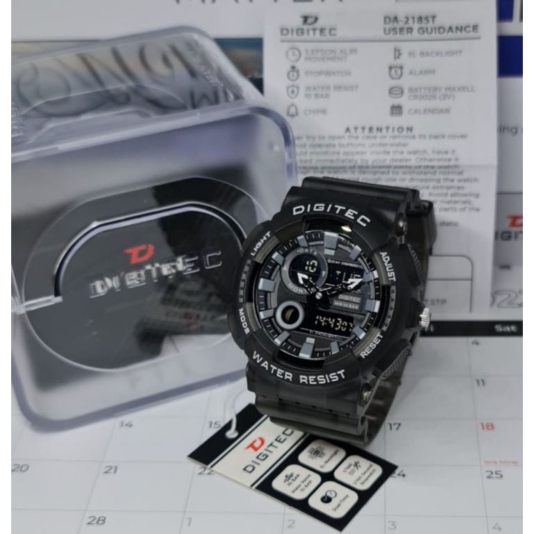 JAM TANGAN PRIA DIGITEC DA 2185 / DIGITEC 2185 ORIGINAL DOUBLE TIME TAHAN AIR TALI RUBBER