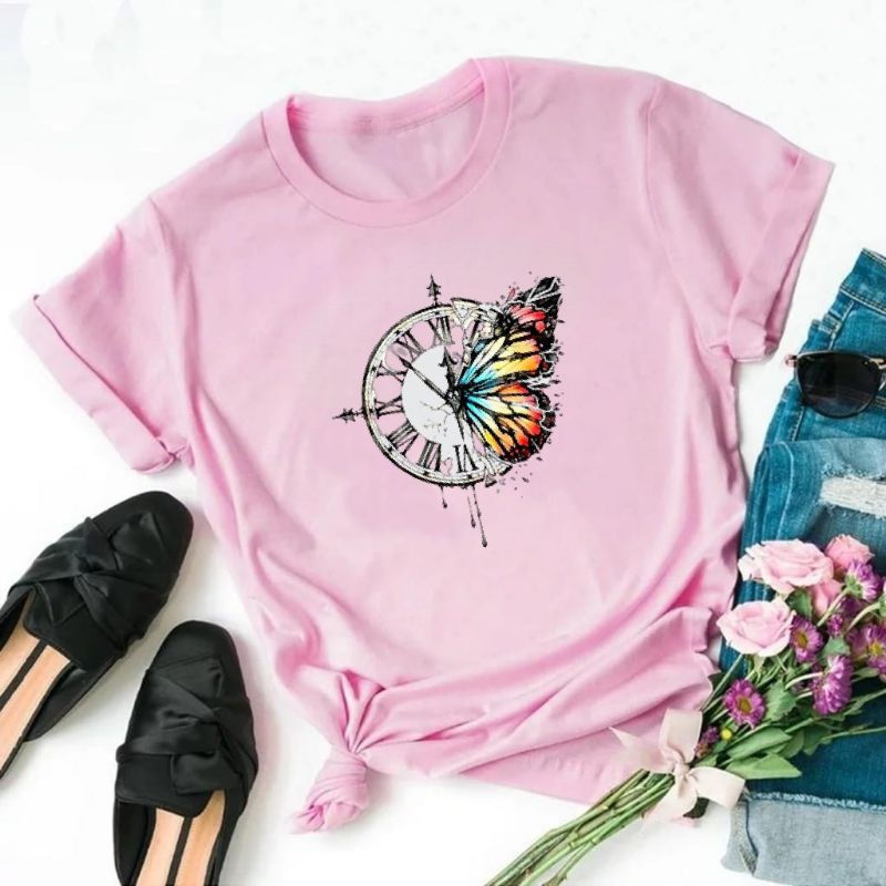 Kaos Wanita Baju Oblong Cewek Lengan Pendek Atasan Dewasa Tshirt Oversize Termurah Jam Cod