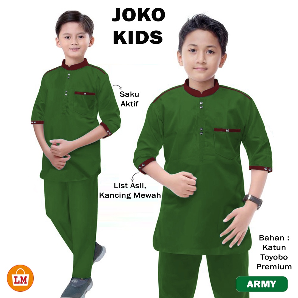 Setelan Koko Anak Muslim JOKO KIDS Laki-Laki Baju Ramadhan Idul Fitri XS-L Usia 2-15 Tahun 27249