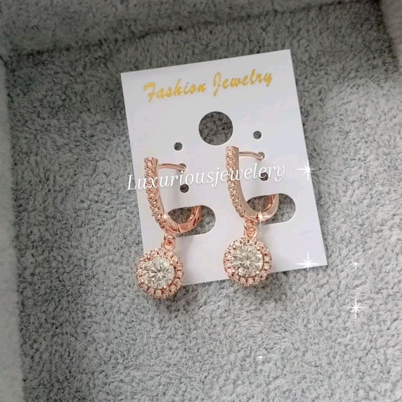 Anting premium Solitaire jepit juntai