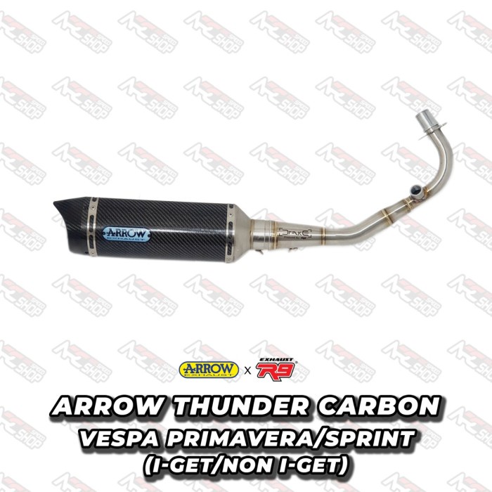 Knalpot Arrow Thunder Carbon Vespa Primavera / Sprint Fullsystem #Original