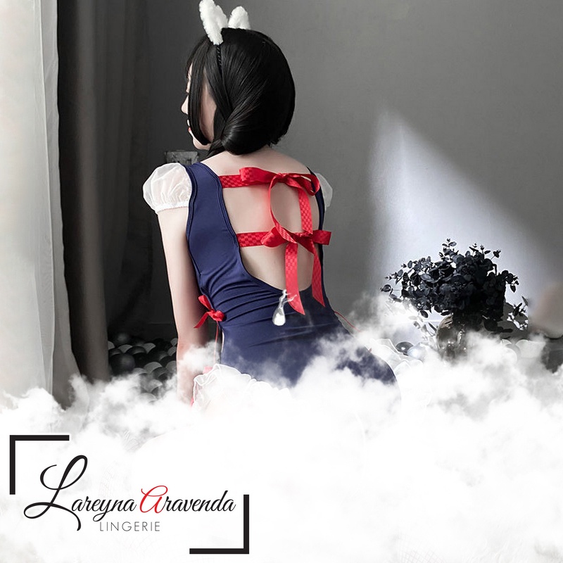 Lareyna Aravenda Lingerie Kostum Maid Bodysuit Bra Pad Crotchless LG471