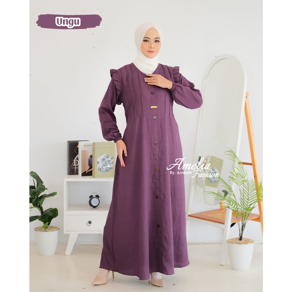 Dress katun linen ashila amelia shavana marwah Hana gamis polos wanita model terbaru