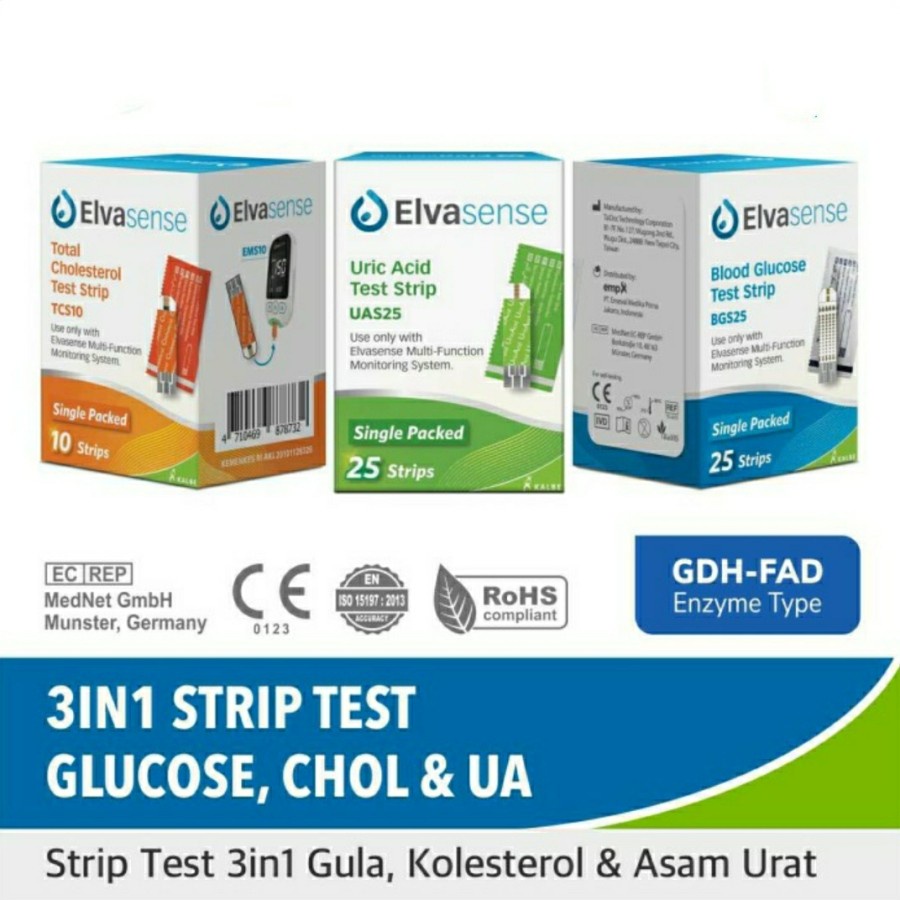 Strip Elvasense Kolestrol Asam Urat Gula Darah Elvasense strip Isi Ulang Elvasense Refill Elvasense 