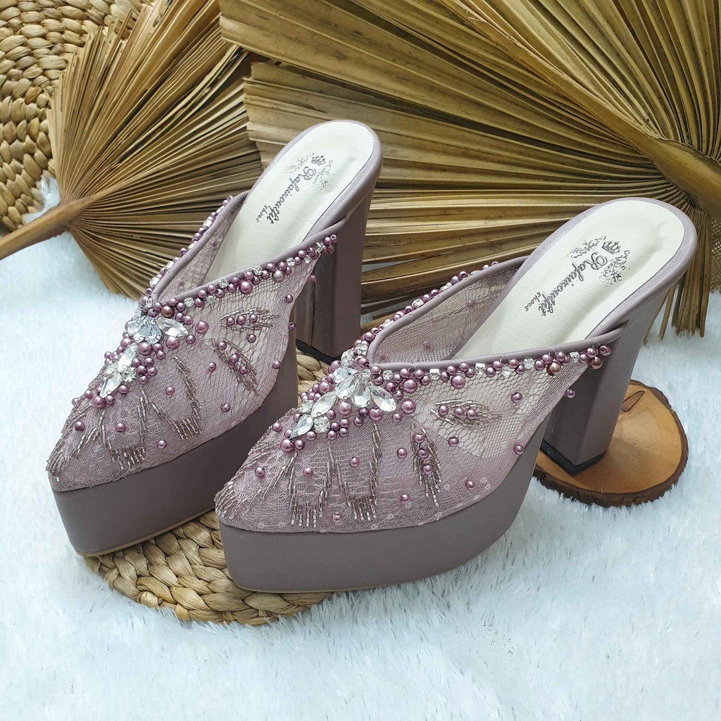 sepatu wanita wedding alena mauve hak tinggi 12cm tahu